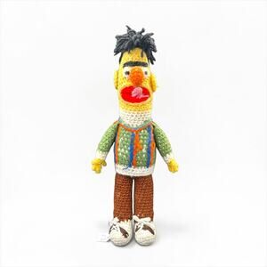 Vintage Style Handmade Crochet Puppet Doll, Bert Inspired Amigurumi, Whimsical